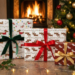 Hoja De Papel De Regalo Navidades de Dachshund empaquetan paquete de varie