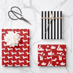 Hoja De Papel De Regalo Navidades de Dachshund rojos y negros
