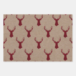 Hoja De Papel De Regalo Navidades de Deer Kraft Plaid