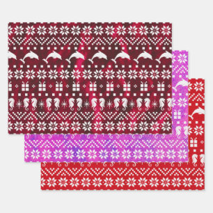 Hoja De Papel De Regalo Navidades de delfines y caballitos de mar