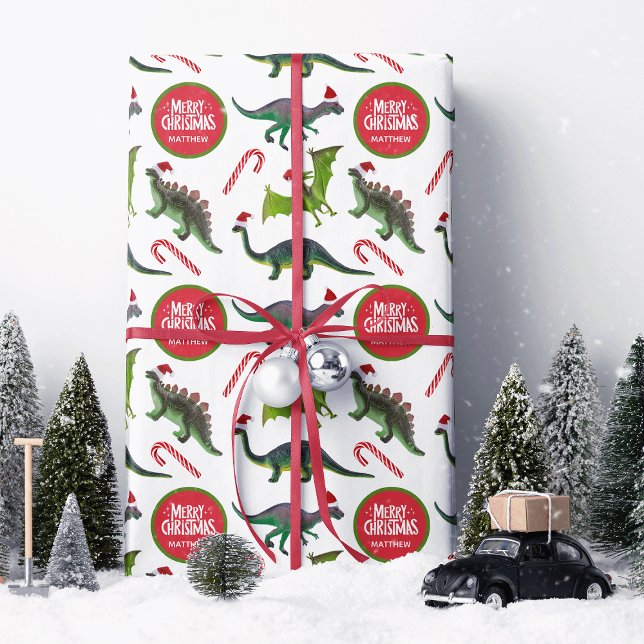 Hoja De Papel De Regalo Navidades de dinosaurios personalizados (Subido por el creador)