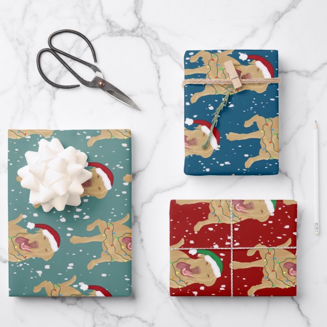 Hoja De Papel De Regalo Navidades de Dudley Labrador  (Anverso)