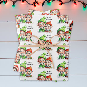 Hoja De Papel De Regalo Navidades de elfos de época festivos