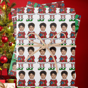 Hoja De Papel De Regalo Navidades de Face Photo Elf, Personalizado diverti