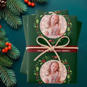 Hoja De Papel De Regalo Navidades de familia personalizado Foto Festividad