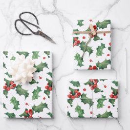 Hoja De Papel De Regalo Navidades de Festive Holly Berry