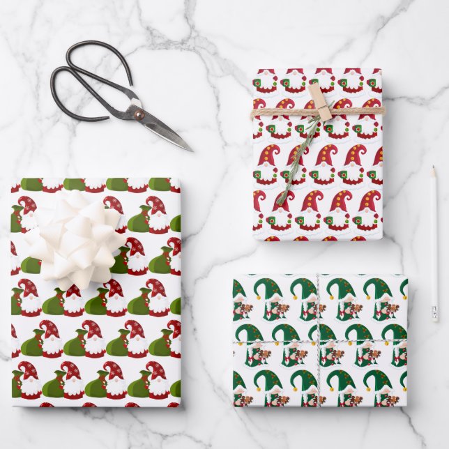 Hoja De Papel De Regalo navidades de festividad gnomos de vacaciones alica (Anverso)
