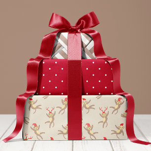 Hoja De Papel De Regalo Navidades de festividades de monos bonitos