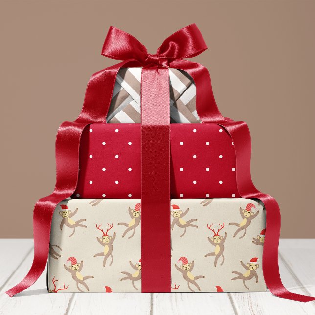 Hoja De Papel De Regalo Navidades de festividades de monos bonitos (Subido por el creador)