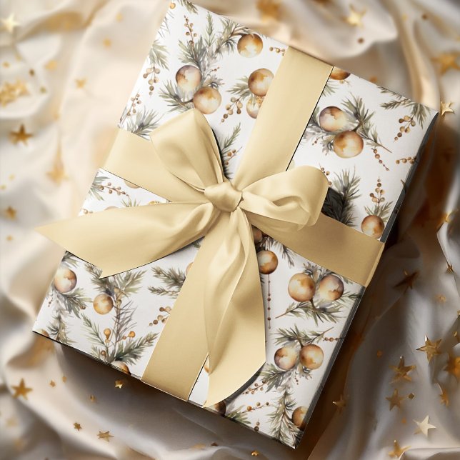 Hoja De Papel De Regalo Navidades de Foliage Gold de acuarela (Subido por el creador)