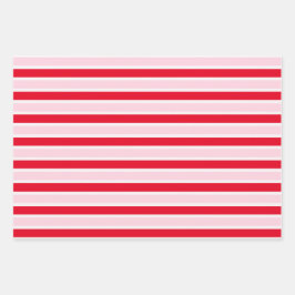 Hoja De Papel De Regalo Navidades de franjas rojas rosadas modernas