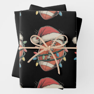 Hoja De Papel De Regalo Navidades de fútbol de Santa Hat