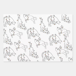 Hoja De Papel De Regalo Navidades de gato disfrutan festín