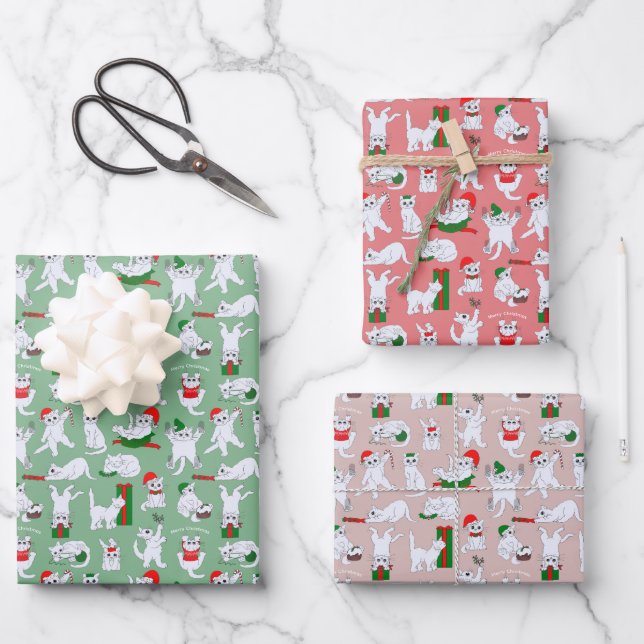 Hoja De Papel De Regalo Navidades de gatos divertidos (Anverso)