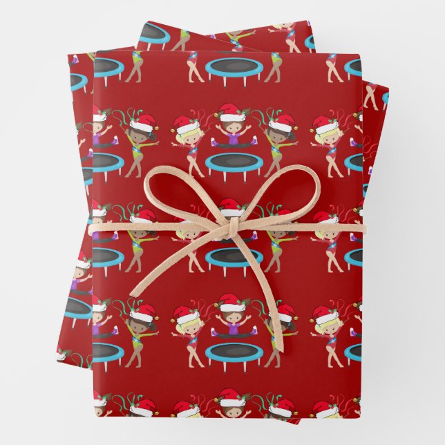 Hoja De Papel De Regalo Navidades de gimnasia de la raza roja (In situ)