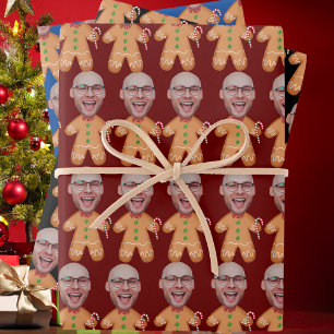Hoja De Papel De Regalo Navidades de Gingerbread Masculino Face Personaliz