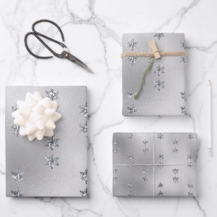 Hoja De Papel De Regalo Navidades de Glam Silver Stars