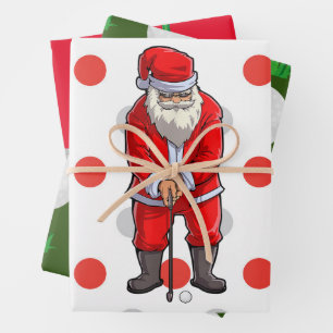 Hoja De Papel De Regalo Navidades de golf con balón y hierro para el golfi