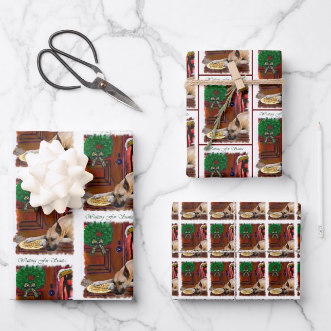 Hoja De Papel De Regalo Navidades de Great Dane (Fawn) (Anverso)