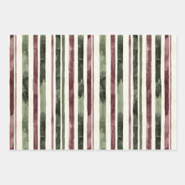 Hoja De Papel De Regalo Navidades de Green Burgundy Stripes