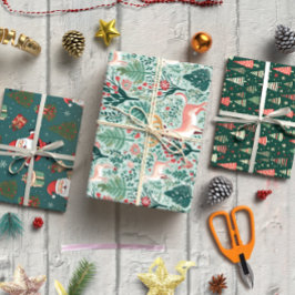 Hoja De Papel De Regalo Navidades de Green Cute conjunto de 3