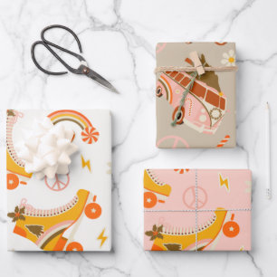 Hoja De Papel De Regalo Navidades de Groovy Retro 70