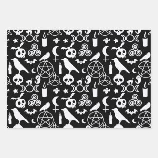 Hoja De Papel De Regalo Navidades de Halloween brujería oculto patrón góti