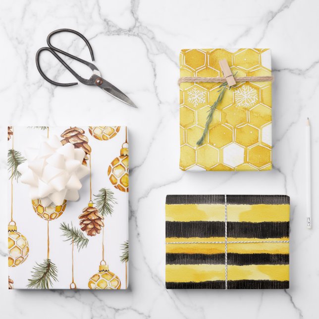 Hoja De Papel De Regalo Navidades de Honey Pine Cones (Anverso)