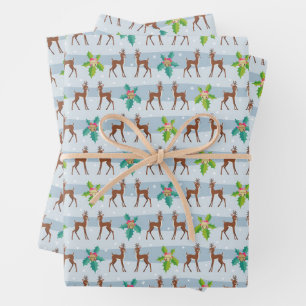 Hoja De Papel De Regalo Navidades de invierno ciervos con inspiración holl