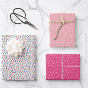 Hoja De Papel De Regalo Navidades de invierno inspiran patrones rosados re