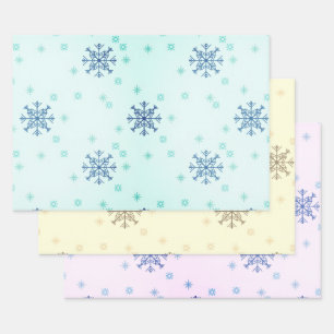 Hoja De Papel De Regalo Navidades de invierno nevan Nieve azul amarilla