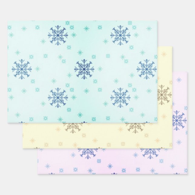 Hoja De Papel De Regalo Navidades de invierno nevan Nieve azul amarilla (Set)