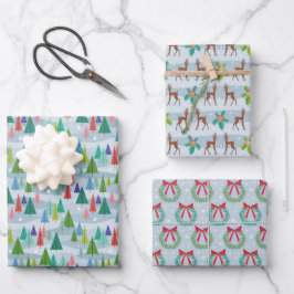 Hoja De Papel De Regalo Navidades de invierno Patrones de inspiración retr