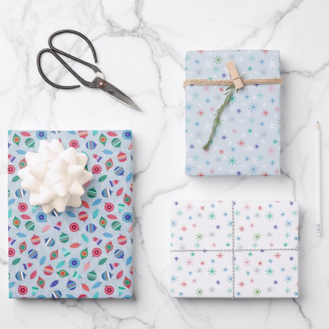 Hoja De Papel De Regalo Navidades de invierno Patrones de inspiración retr (Anverso)