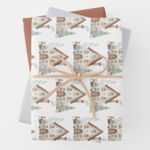 Hoja De Papel De Regalo Navidades de invierno sensacionales acuarela