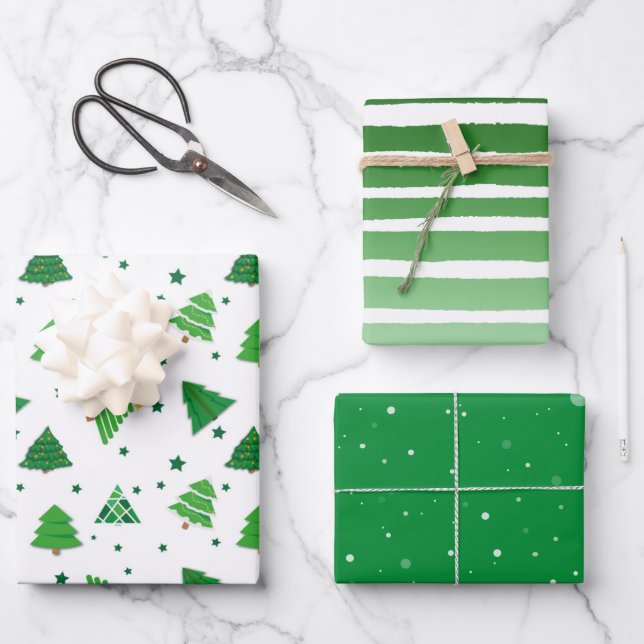 Hoja De Papel De Regalo Navidades de invierno sombras de regalo verde (Anverso)