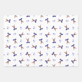 Hoja De Papel De Regalo Navidades de Kasky Azul festivo reno