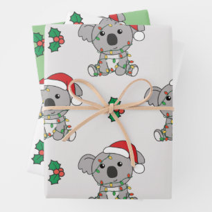 Hoja De Papel De Regalo Navidades de Koala celebran Koalas