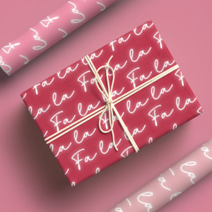 Hoja De Papel De Regalo Navidades de La Calligraphy de Girly Pink & Red Fa