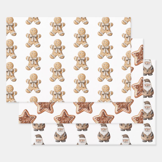 Hoja De Papel De Regalo Navidades de la Estrella Santa del Hombre del Ging (Set)