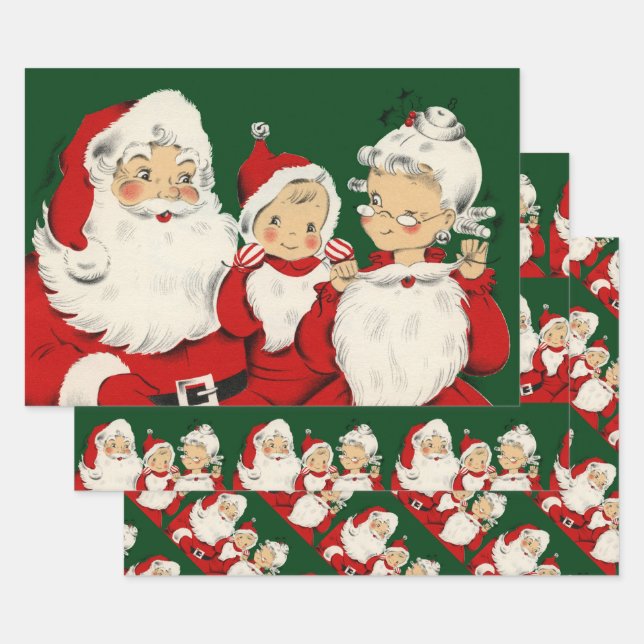 Hoja De Papel De Regalo Navidades de la familia Santa (Set)