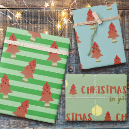 Hoja De Papel De Regalo Navidades De La Huelga De Árbol De La sandía En Ju
