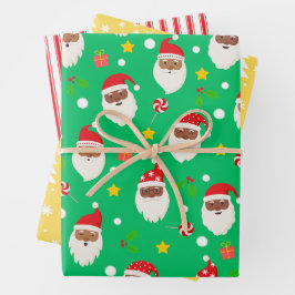 Hoja De Papel De Regalo Navidades de la moderna diversión de Santa Stripes