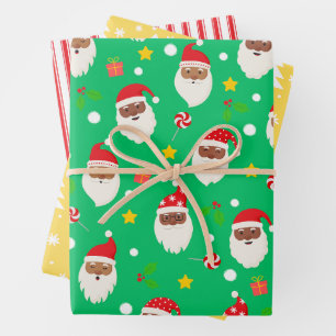 Hoja De Papel De Regalo Navidades de la moderna diversión de Santa Stripes