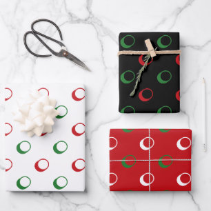 Hoja De Papel De Regalo Navidades de la moderna polka negra verde rojo