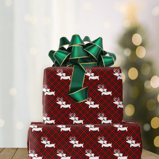 Hoja De Papel De Regalo Navidades de la Red Plaid Dachshund
