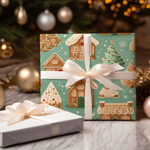 Hoja De Papel De Regalo Navidades de las cookies de la casa Gingerbread