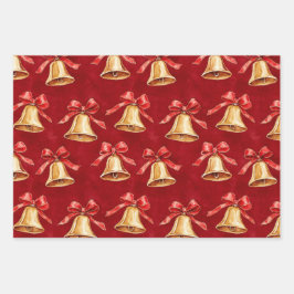 Hoja De Papel De Regalo Navidades de las flores de las campanas de oro de 