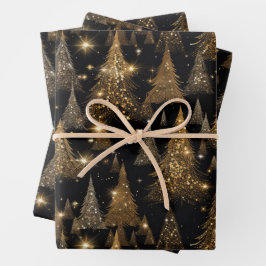 Hoja De Papel De Regalo Navidades De Lujo Negra Y Oro