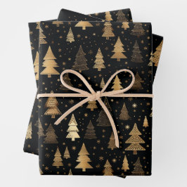 Hoja De Papel De Regalo Navidades De Lujo Negra Y Oro